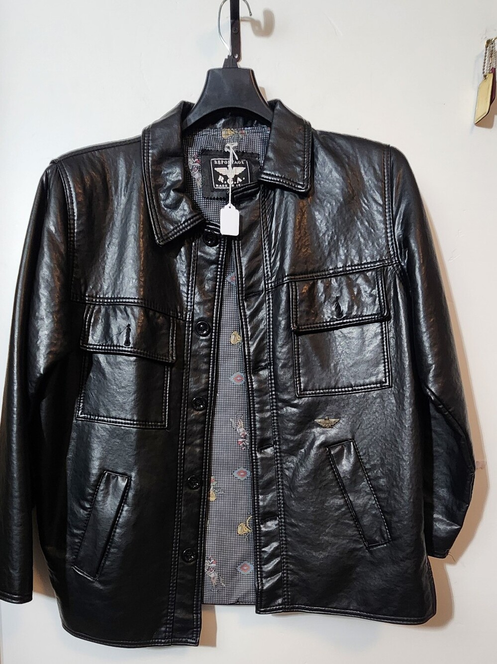 Black Leather Work Jacket - Men's